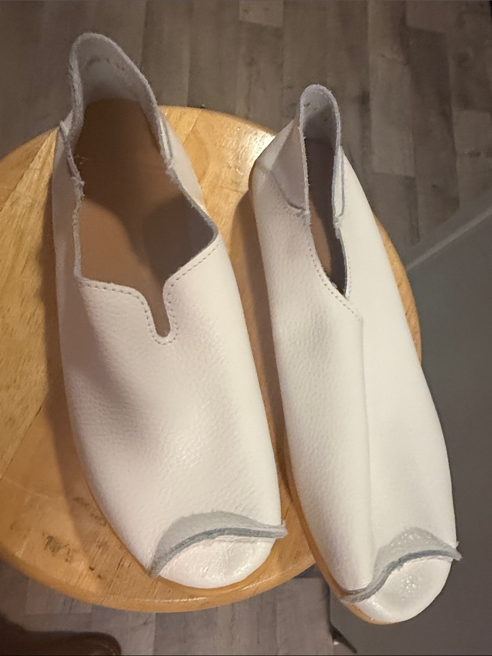 New Era White Peep-Toe Slip-On Flats